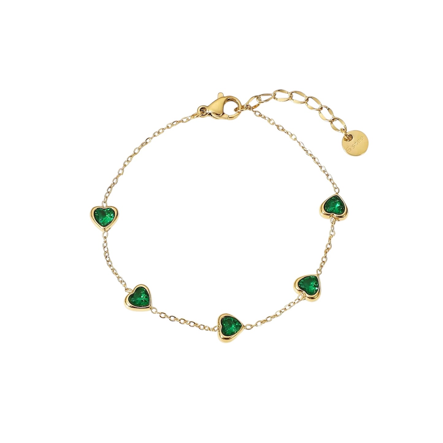 Mulit Green Heart Cubic Zirconia Bracelet