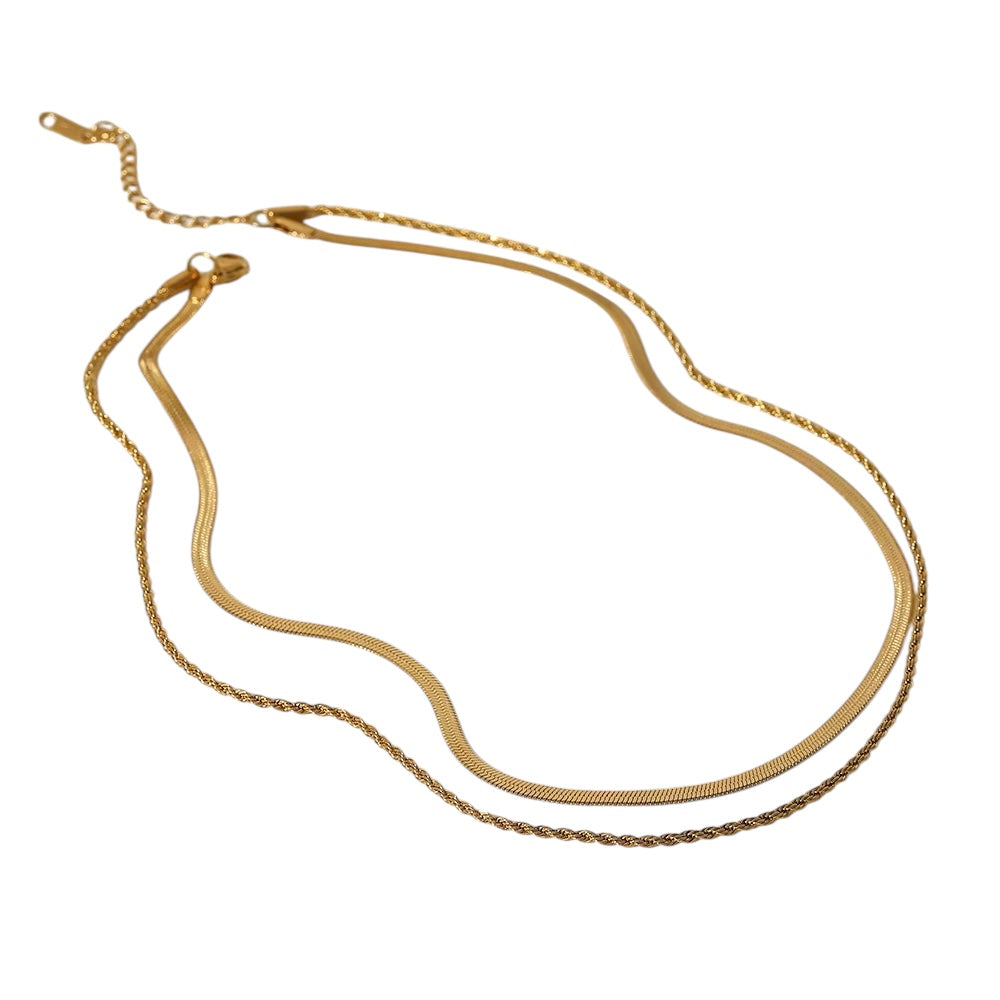 Flat Snake Chain Layer Necklace