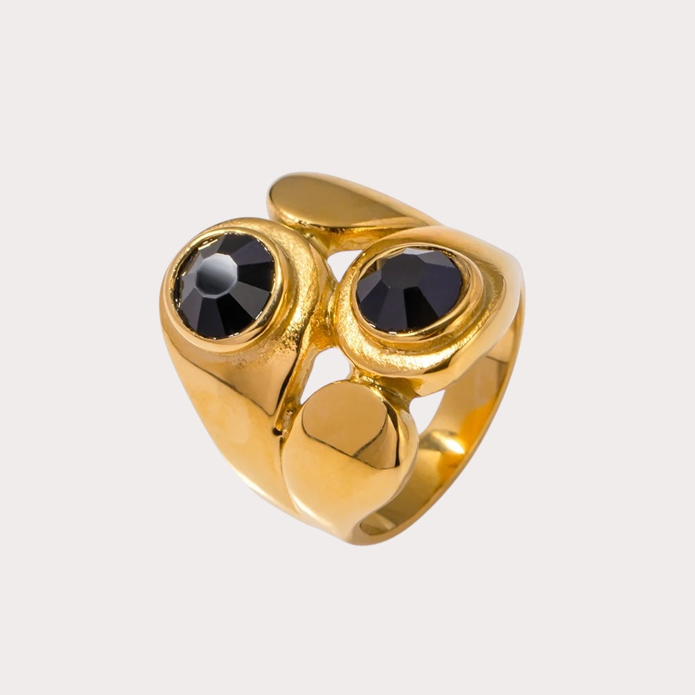 18K PVD Gold Stainless Steel, Waterproof Vintage Style rings