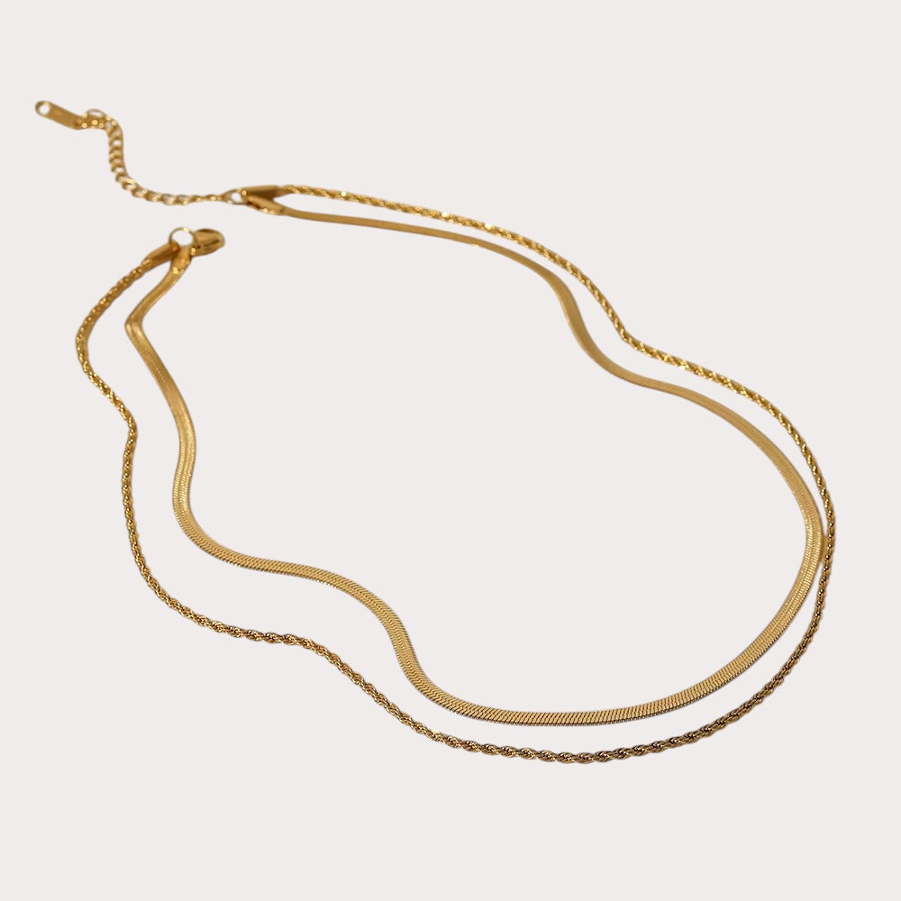 Flat Snake Chain Layer Necklace