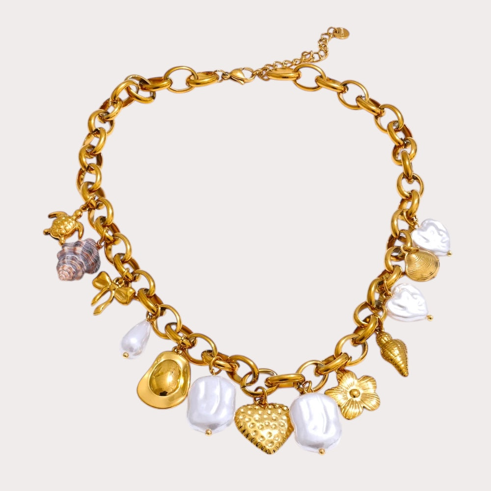 Ocean Pearl Charm Necklace