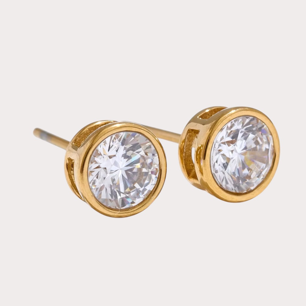 Cubic Zirconia Round Stud Earrings