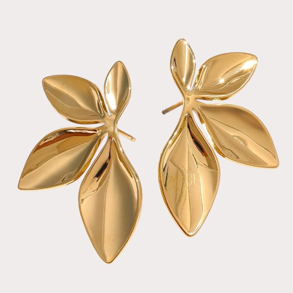 Hypoallergenic & Waterproof Leaves Flower Stud Earrings