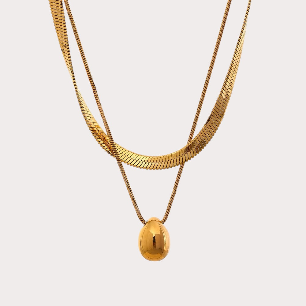 Snake Chain Double Layer Pendant Necklace