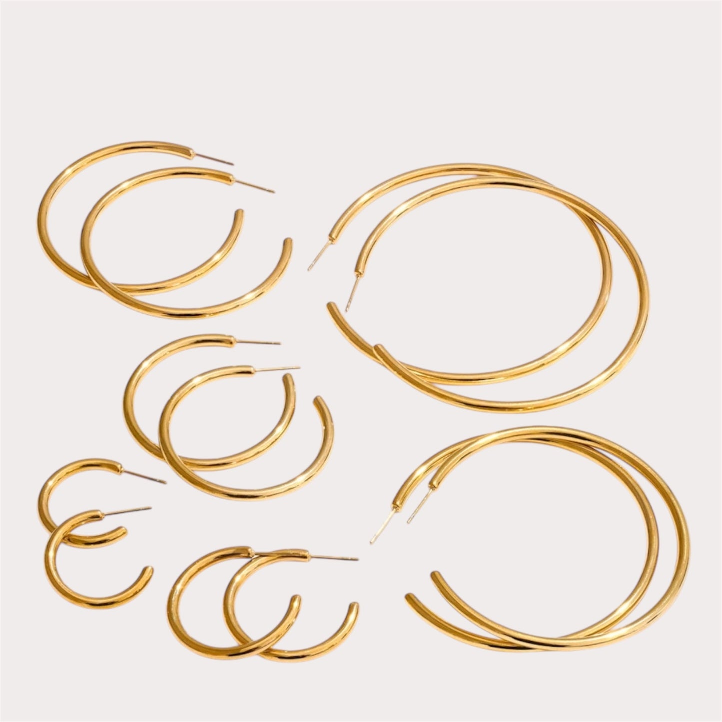 C-Shape Round Daily Hoop Earrings