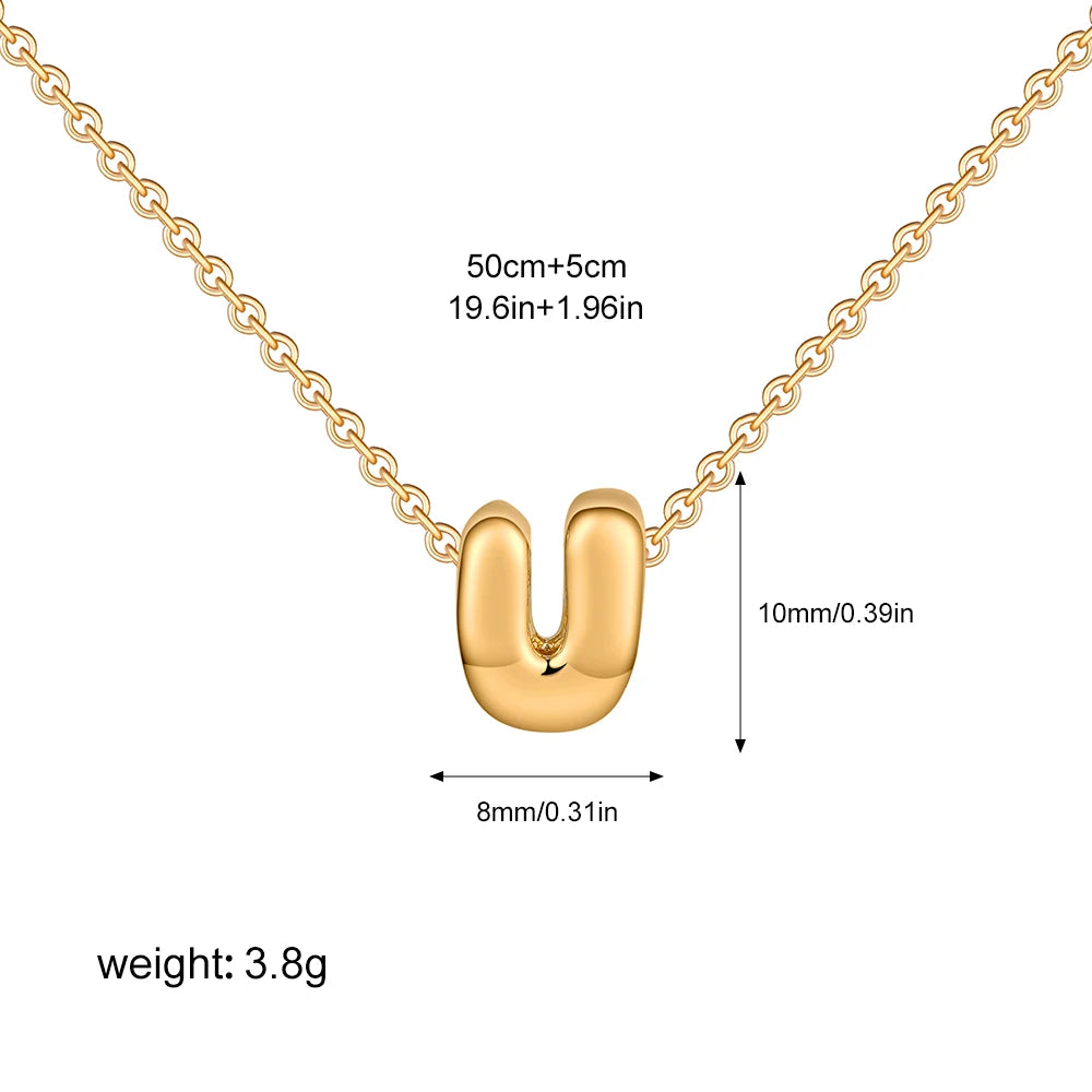 3D Bubble Initial A-Z Alphabet Mini Necklace