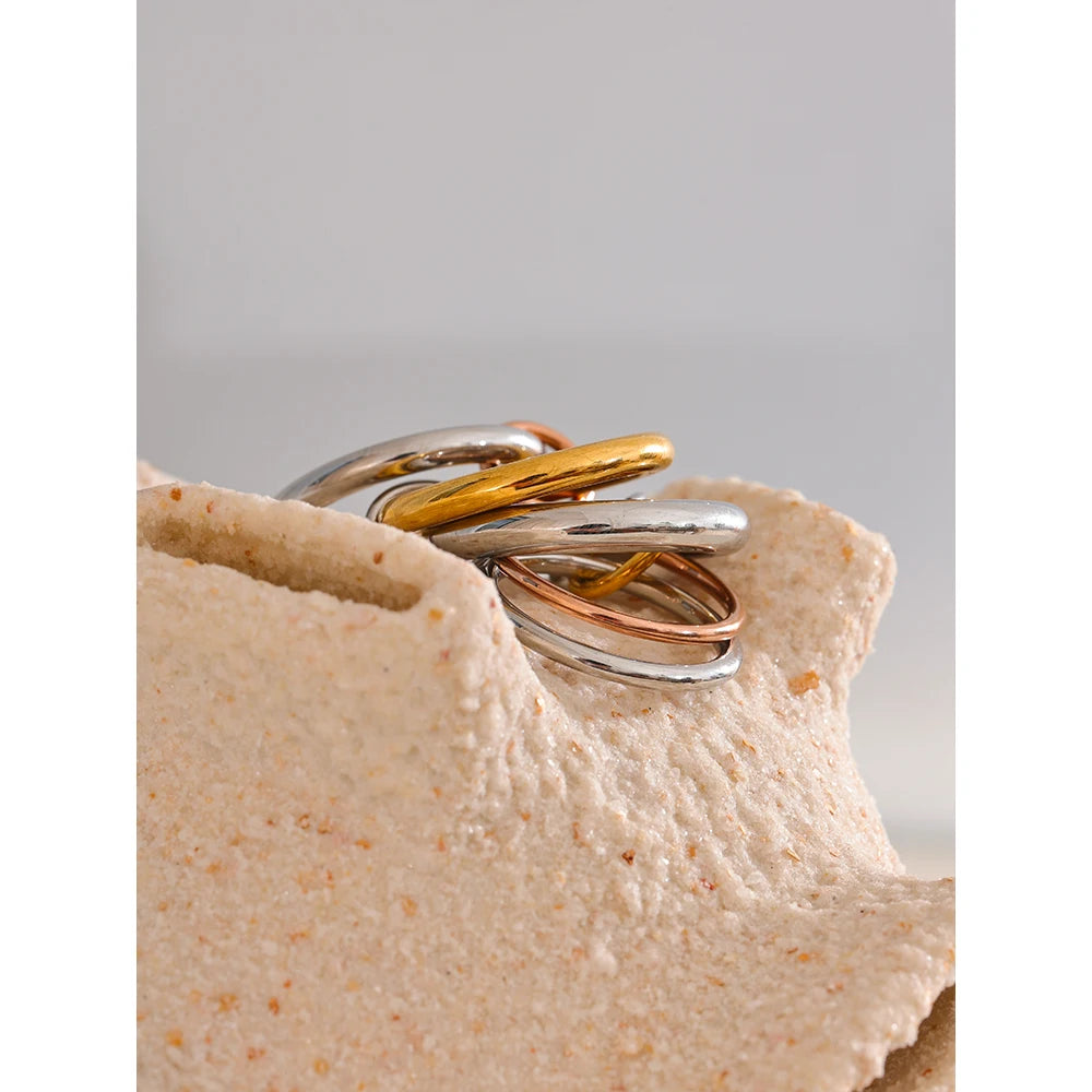 Stainless Steel 3 Colors 5 Links Stacked Rings