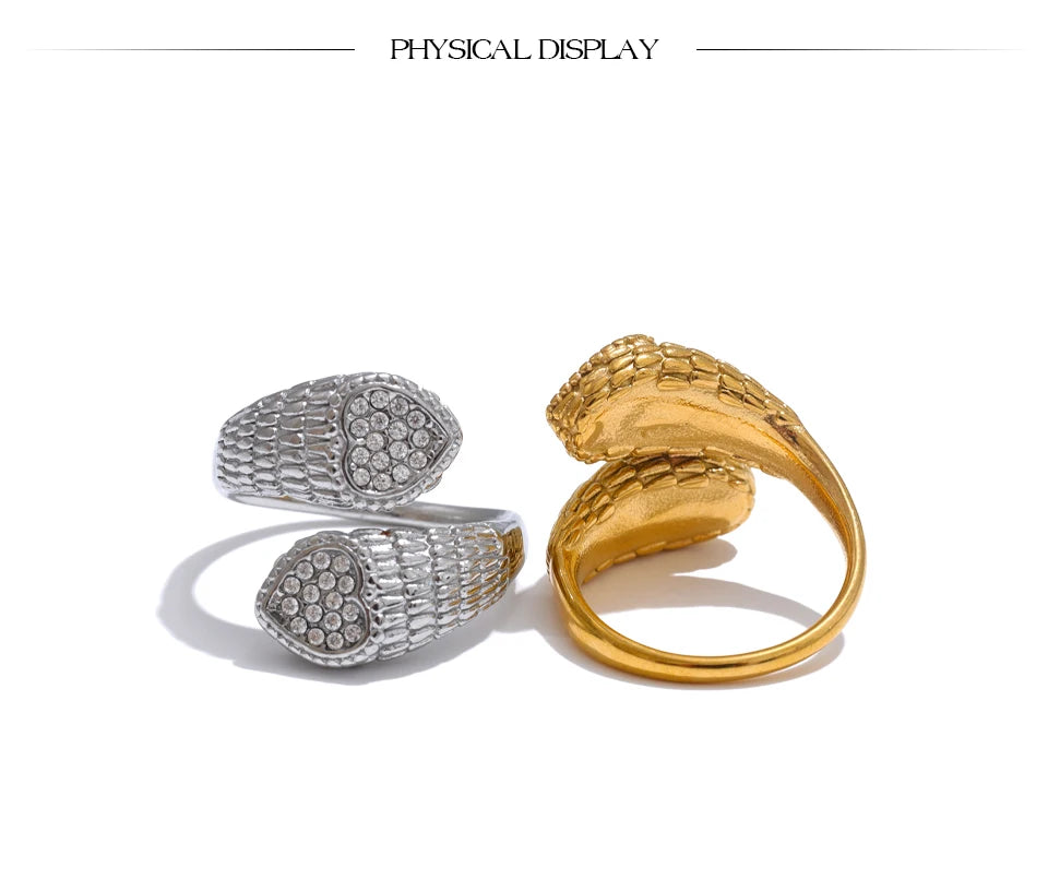 Zirconia Heart Snake Ring