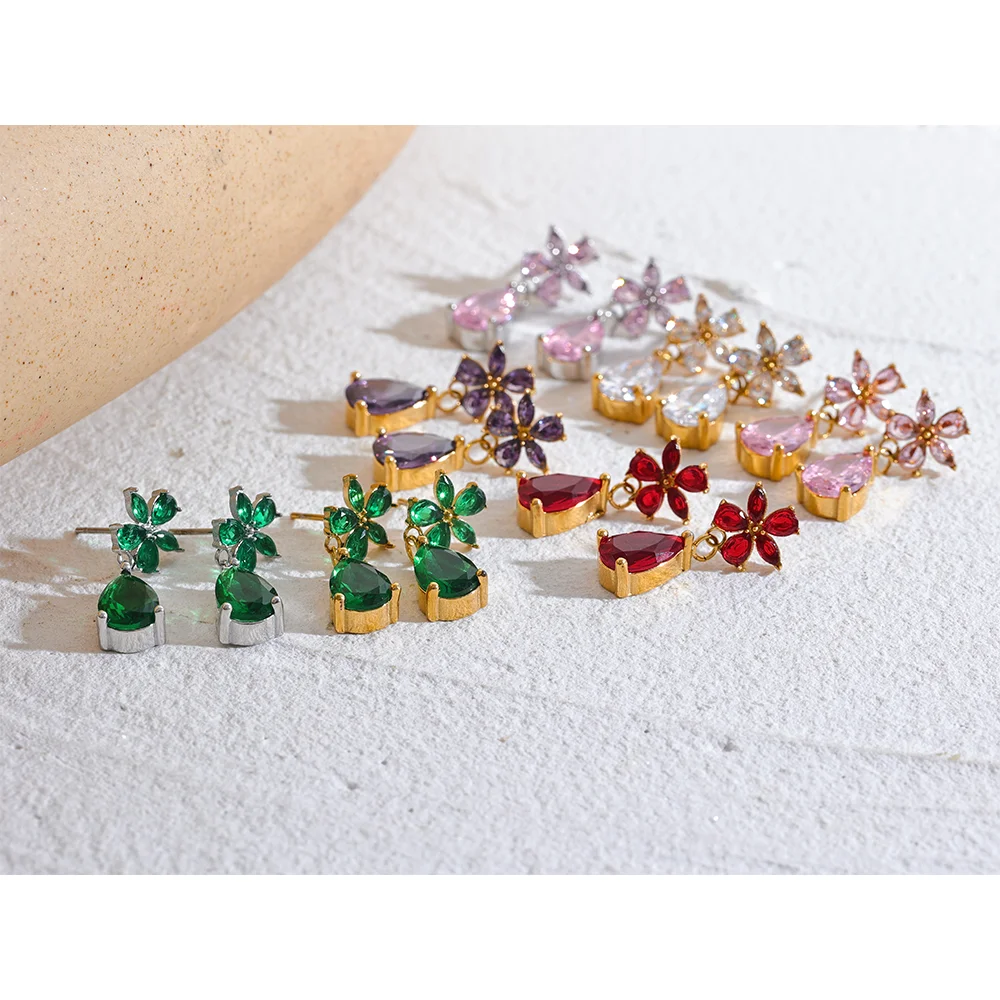 Luxury Colorful Flower Drop Earrings