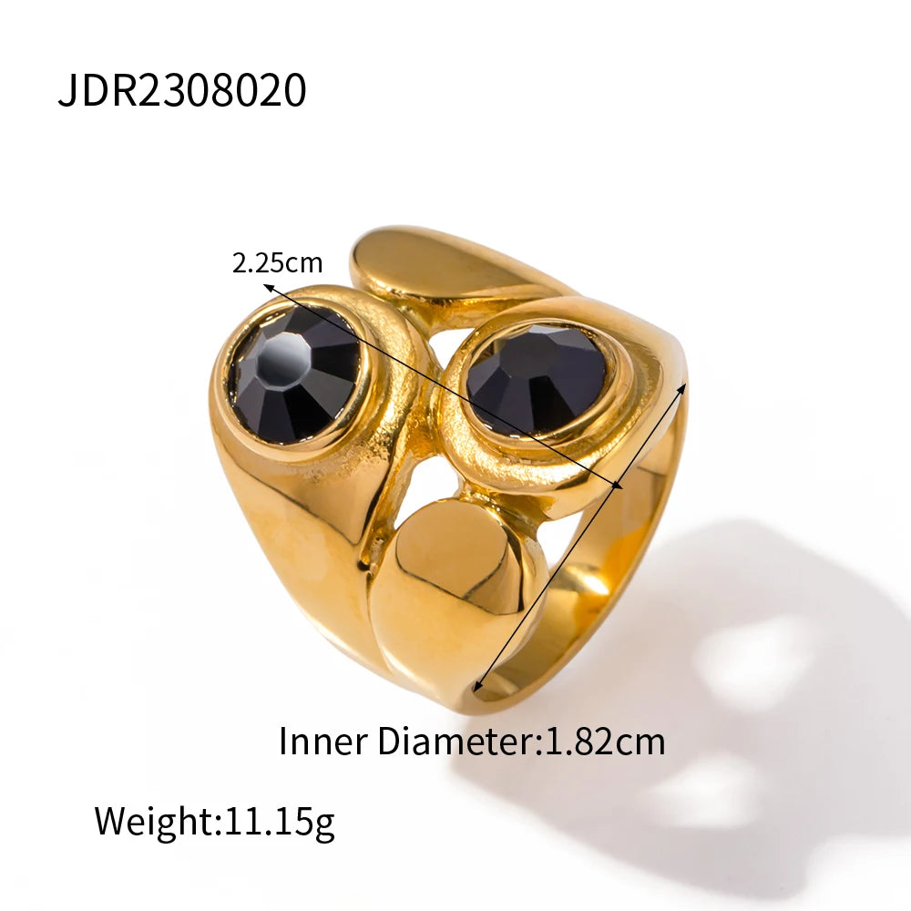 18K PVD Gold Stainless Steel, Waterproof Vintage Style rings