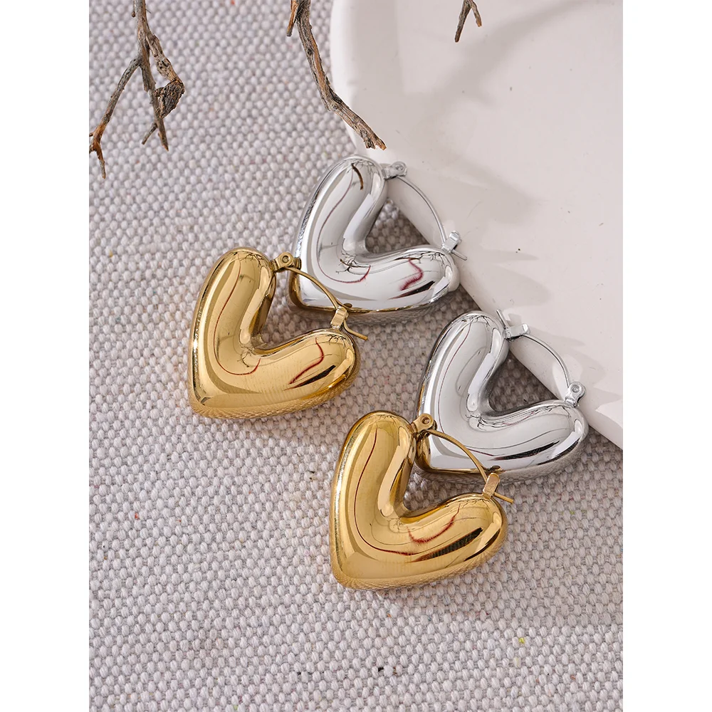 Chunky Heart Hoop Earrings