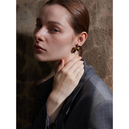 Hypoallergenic & Waterproof Leaves Flower Stud Earrings