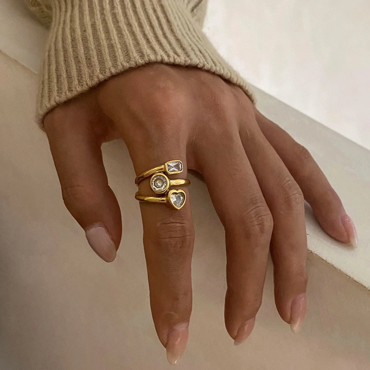 Cubic Zirconia Open-end Rings