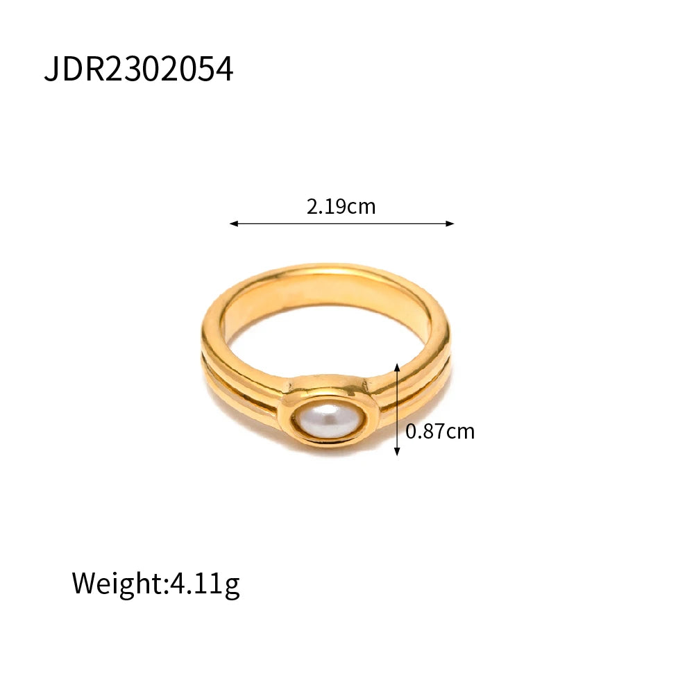 18K Gold Plated Stainless Steel Geometric Fashion Rings