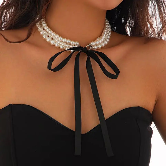 Elegant Multilayer Pearl Chain Necklace