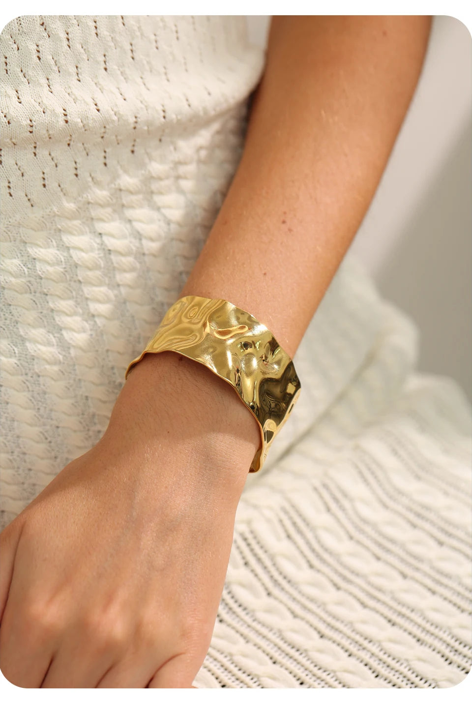 Wide Large Stainless Steel Cuff Bracelet