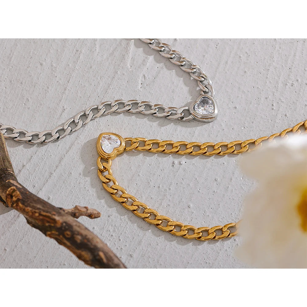 Heart Bling Zirconia Pendant Necklace