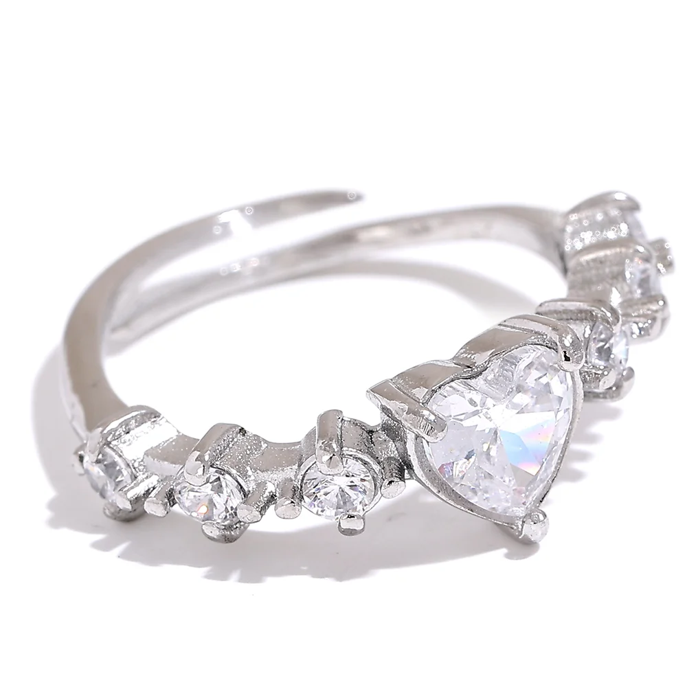 Adjustable CZ Heart Ring
