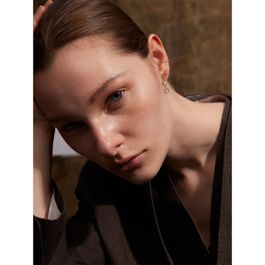 Delicate CZ Heart Drop Earrings