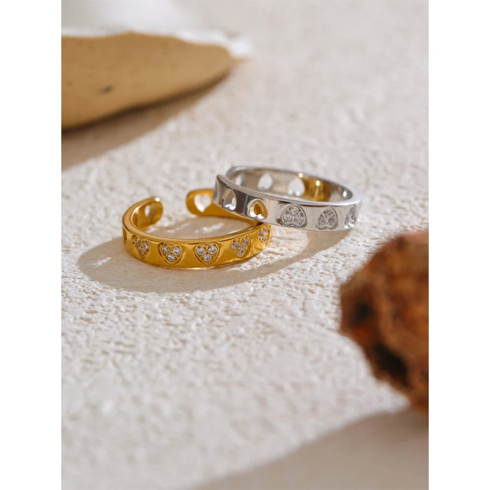 CZ Heart Adjustable Ring