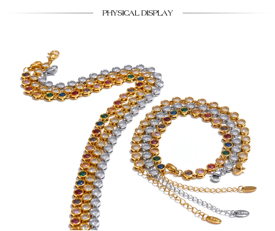 Exquisite Colorful Cubic Zirconia Luxury Chain Jewelry