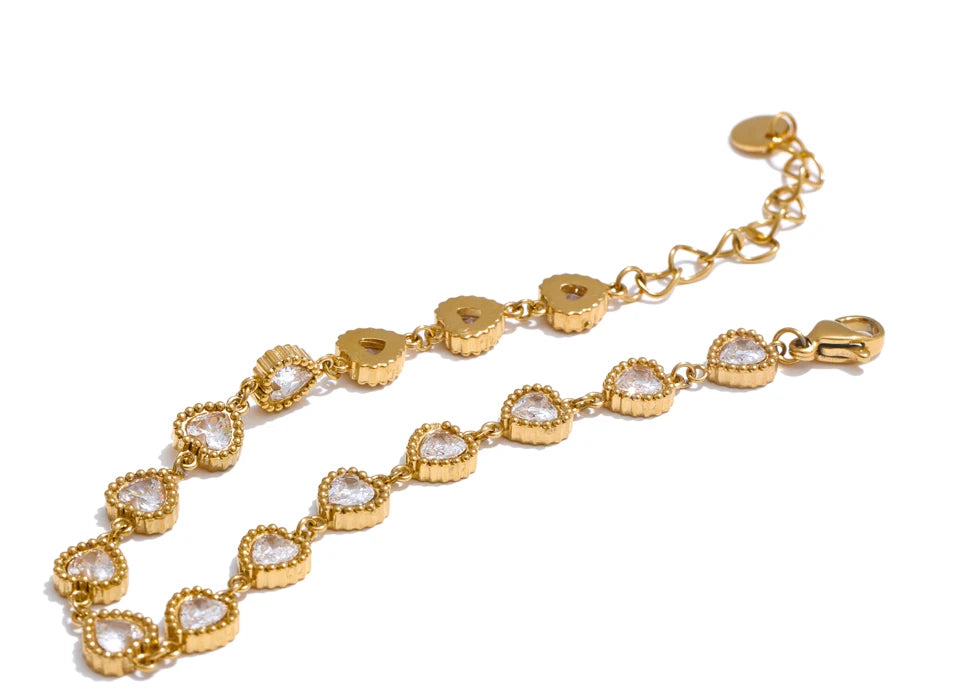 Heart Cubic Zirconia Shiny Waterproof Bracelet Bangle