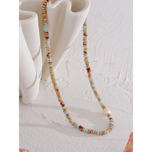 Freshwater Pearl Collar Chain Necklace