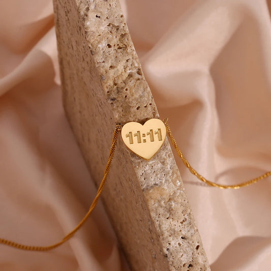 11:11 Lucky Angel Number Heart Shape Necklace