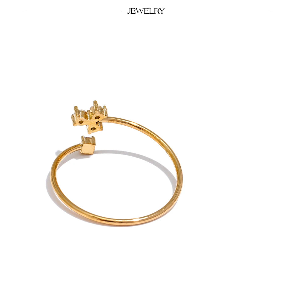 Delicate Bling Cubic Zirconia Flower Ring