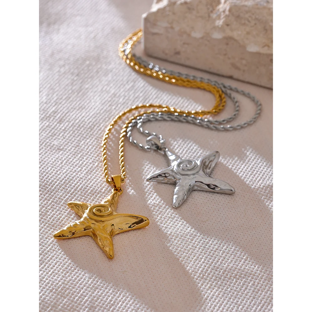 Golden Starfish Pendant Necklace