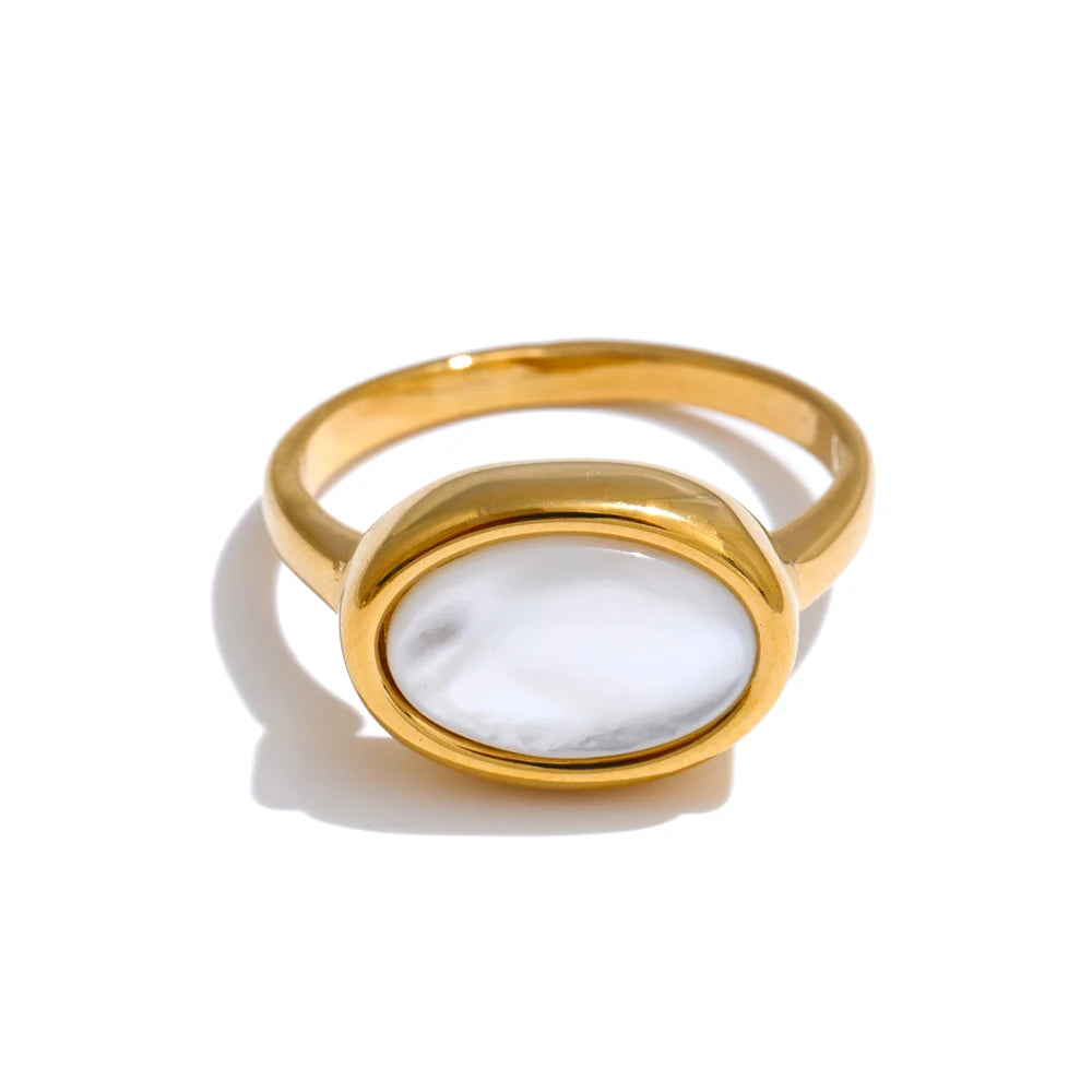 Natural Thicker Shell Finger Golden Textured Rings