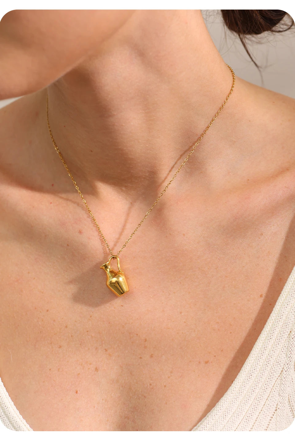 Solid Metal Vase & Kettle Charm Necklace