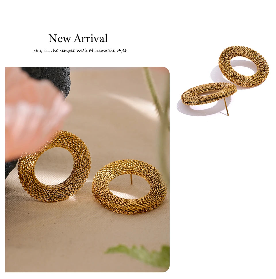 37mm Round Hollow Big Stud Earrings