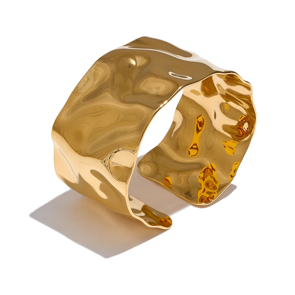 Wide Large Stainless Steel Cuff Bracelet