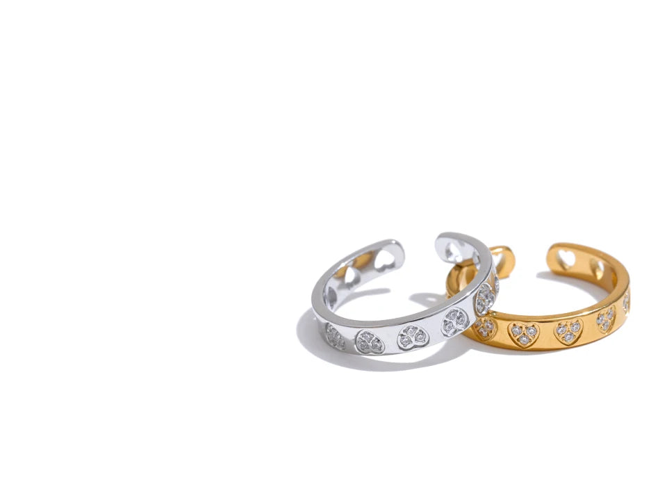 CZ Heart Adjustable Ring