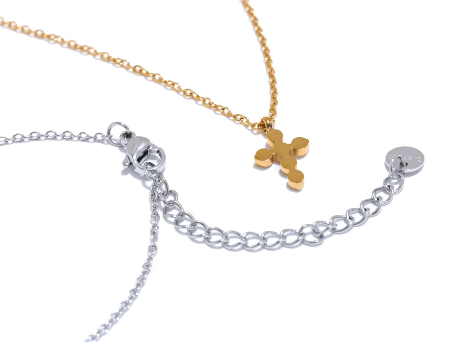 Cubic Zirconia Cross Shiny Pendant Necklace