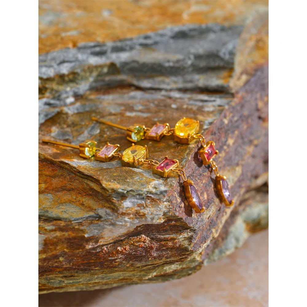 Colorful Cubic Zirconia Drop Earrings
