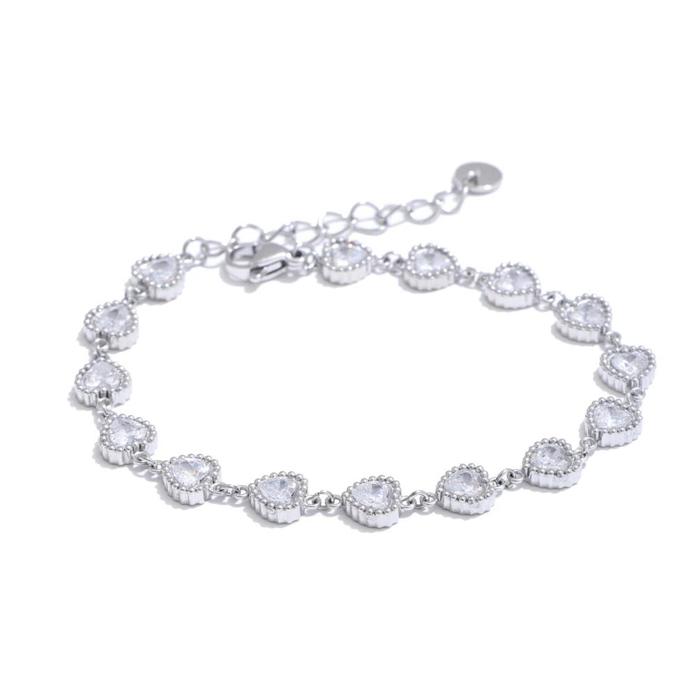 Heart Cubic Zirconia Shiny Waterproof Bracelet Bangle