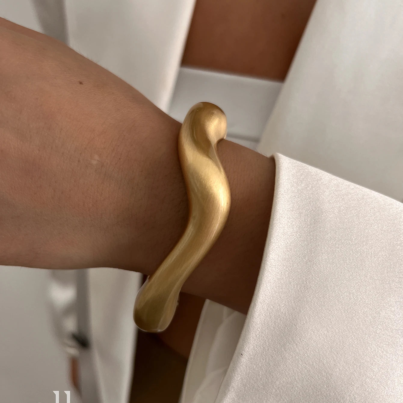 Chunky Matte Gold Irregular Wide Cuff Bangle
