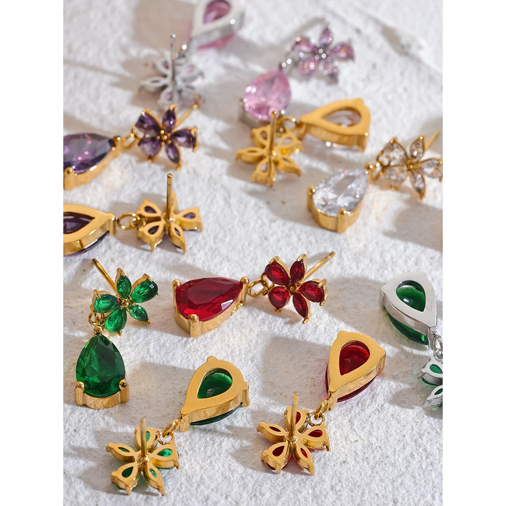 Luxury Colorful Flower Drop Earrings