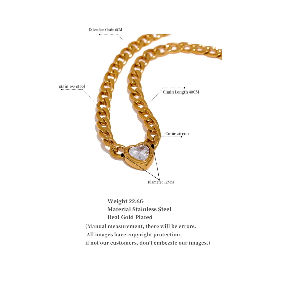 Heart Bling Zirconia Pendant Necklace