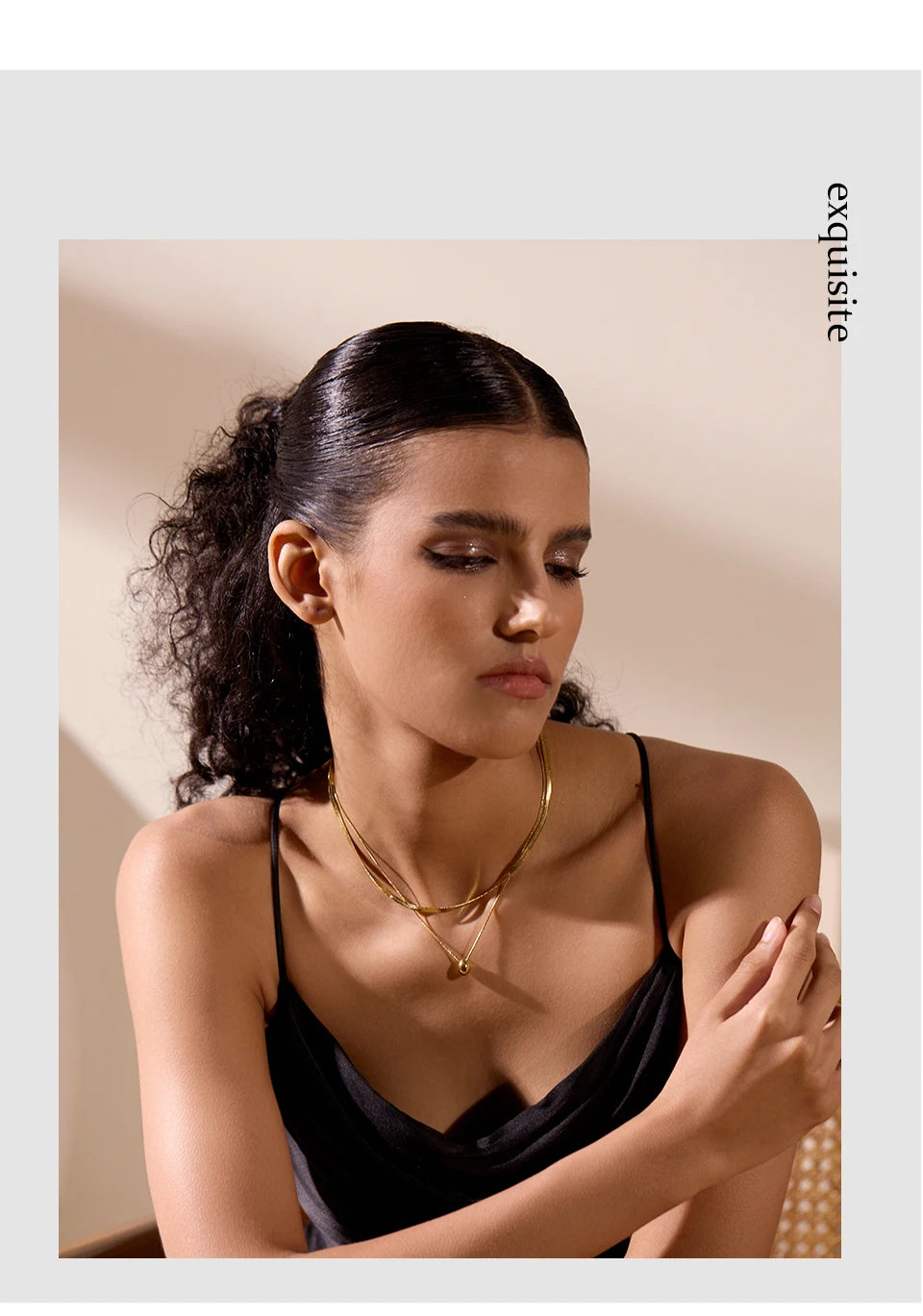 Snake Chain Double Layer Pendant Necklace