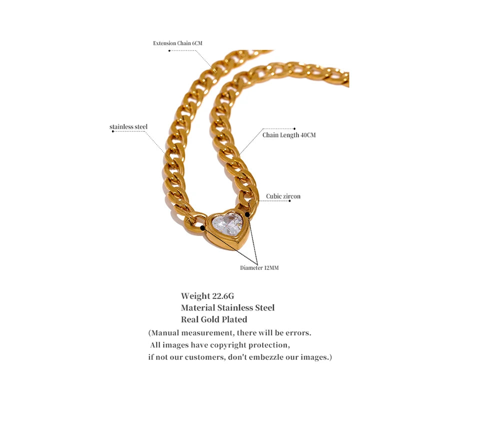 Heart Bling Zirconia Pendant Necklace