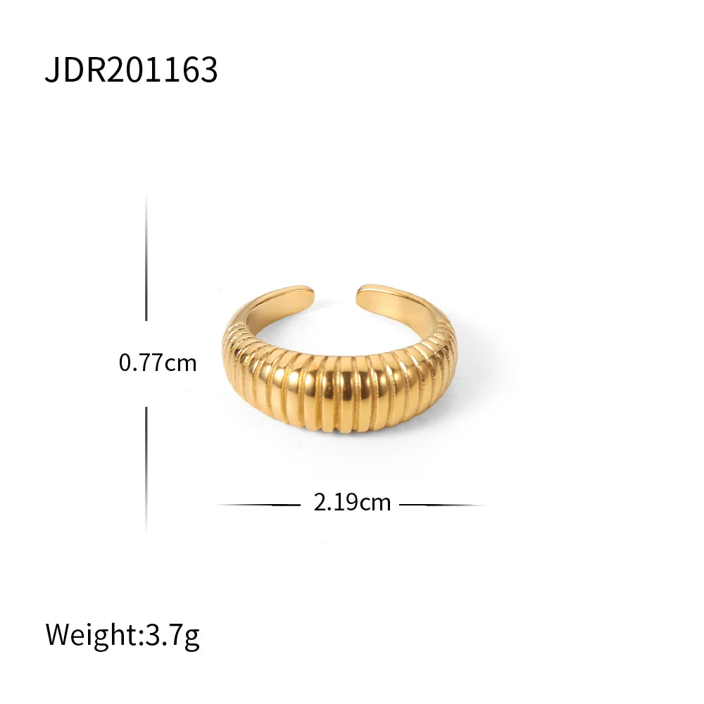 18K Gold Plated Stainless Steel Geometric Fashion Rings