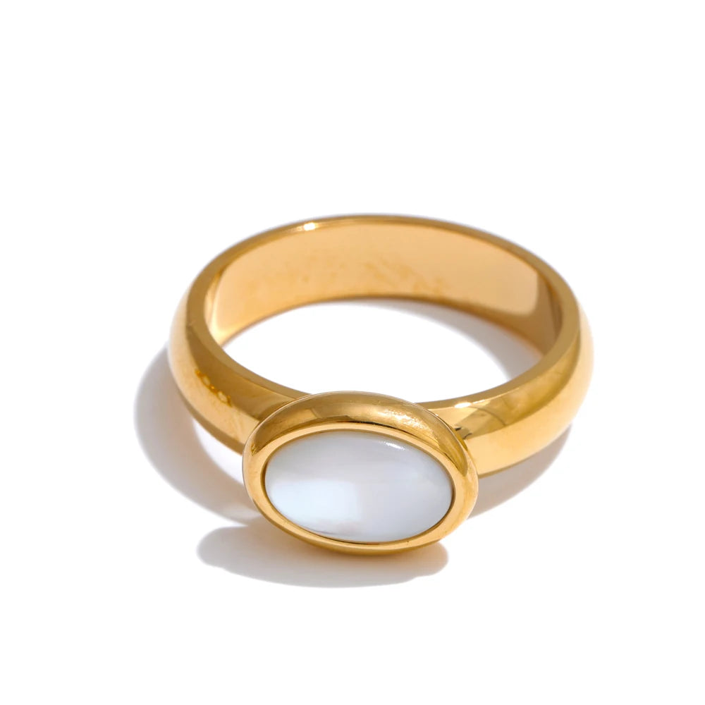 Natural Thicker Shell Finger Golden Textured Rings