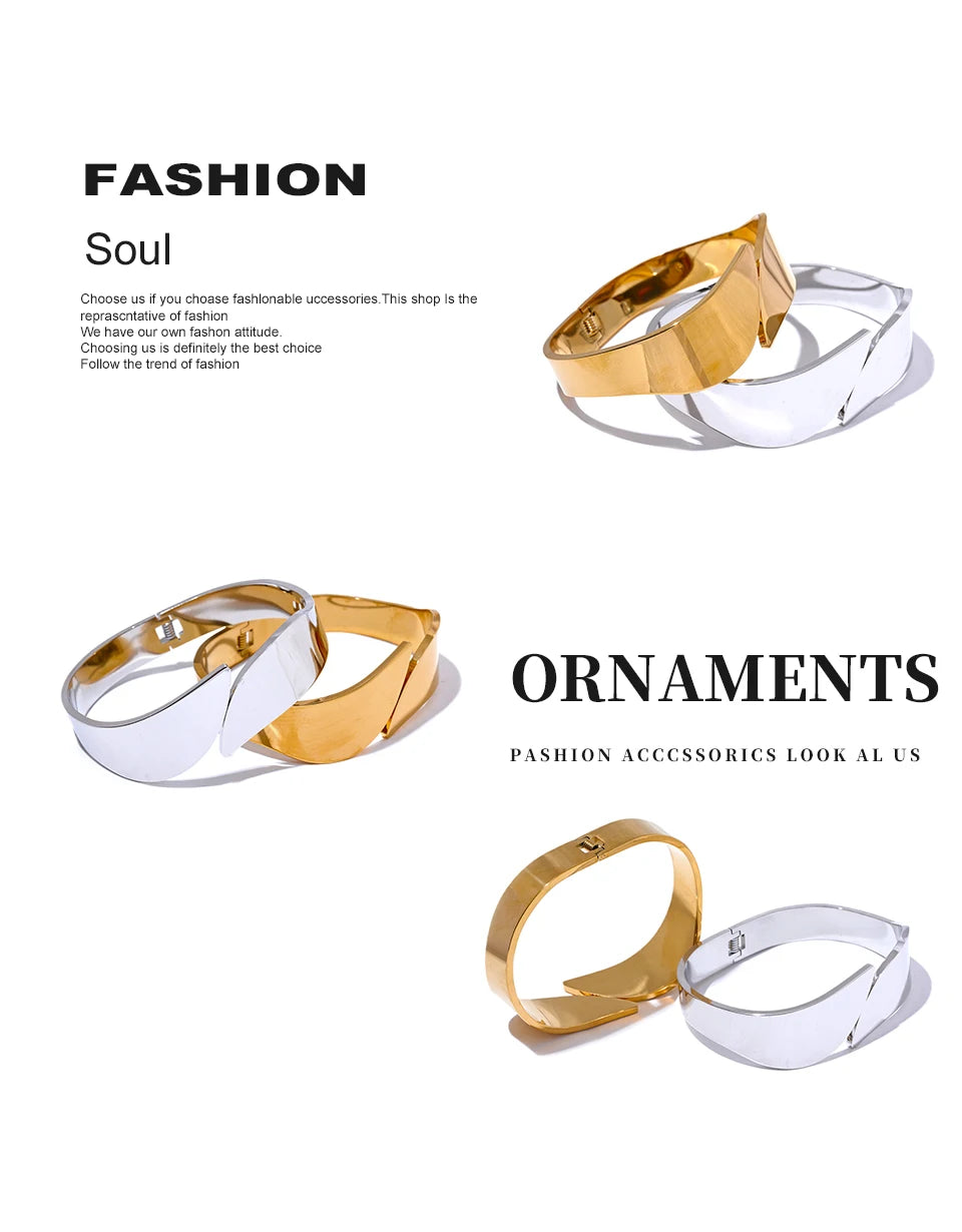 Glossy Smooth Wide Geometric Bangle