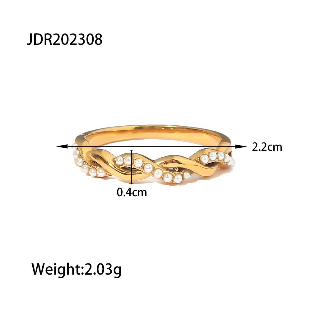 18K Gold Plated Stainless Steel Geometric Fashion Rings