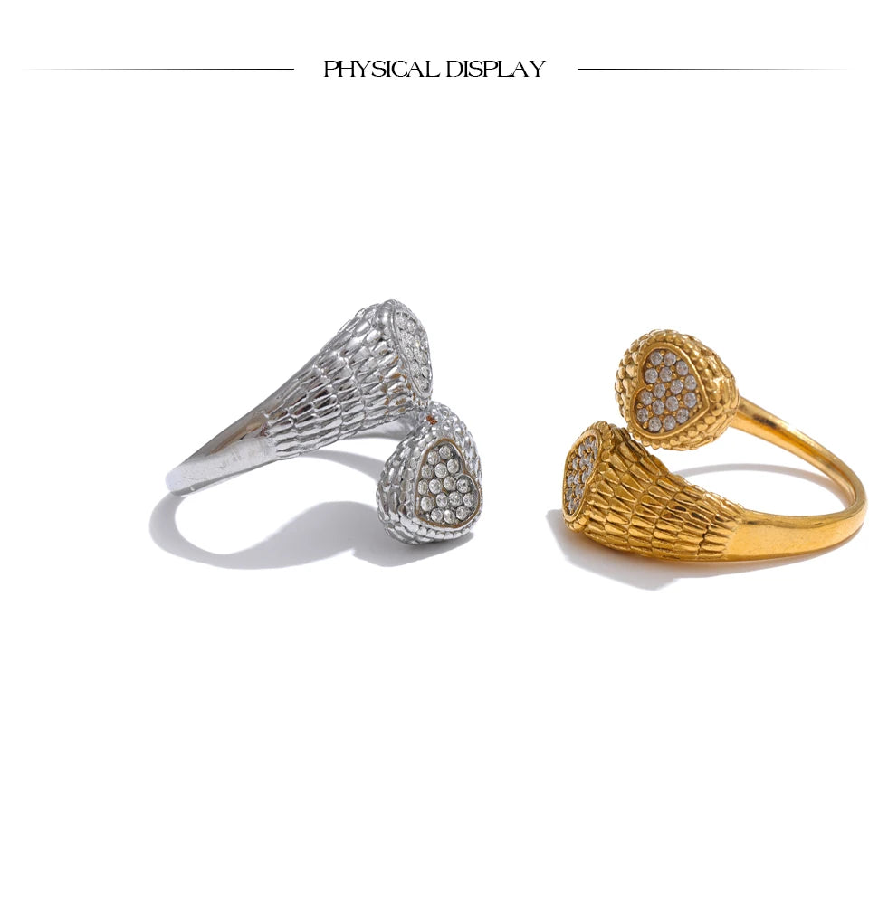 Zirconia Heart Snake Ring