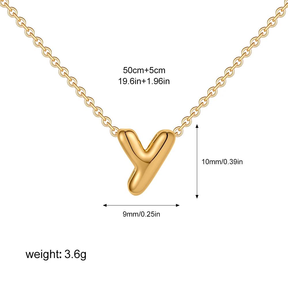 3D Bubble Initial A-Z Alphabet Mini Necklace