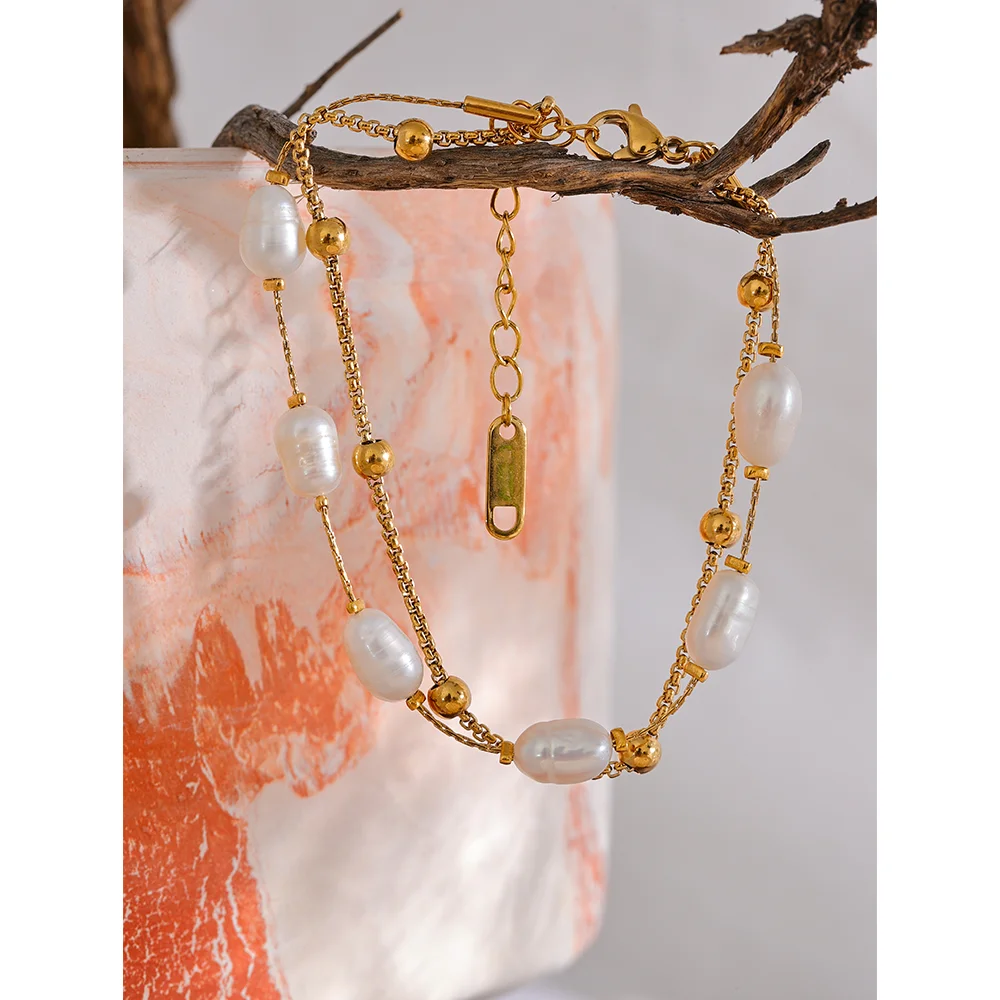 Double Layer Chain Charm Bracelet Bangle